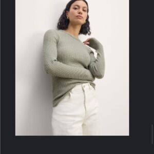 Everlane The Cozy-Rib Long-Sleeve Tee - Sage Green XS